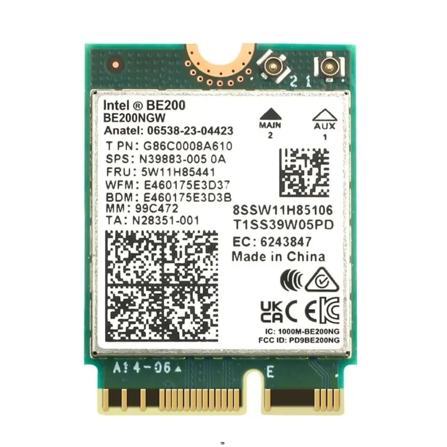 Intel BE200 adaptor jaringan nirkabel, adaptor jaringan WIFI 7 nirkabel, Wifi 6E BE200NGW Bluetooth 5.4 802.11AX tri-band M.2 NGFF untuk Win10/11