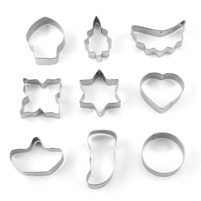 9PCS/Set Cookie Tools Cutter Mould Biscuit Press Icing Set Stamp Mold Dessert Tools Christmas Kitchen Gadgets Wholesale Lot