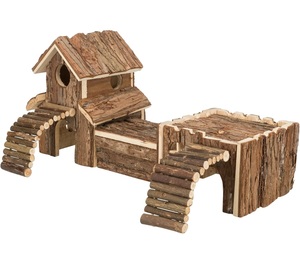 Ahşap Hamster fare oyuncak rustik Log Bark ahşap Hollow ağaç gövdesi Hamster ham çiğnemek oyuncak - Product Image 2