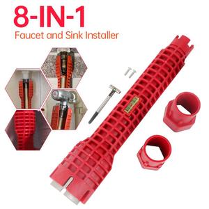8-IN-1 kırmızı çok fonksiyonlu kaymaz musluk lavabo yükleyici su boru soket anahtarı - Product Image 2