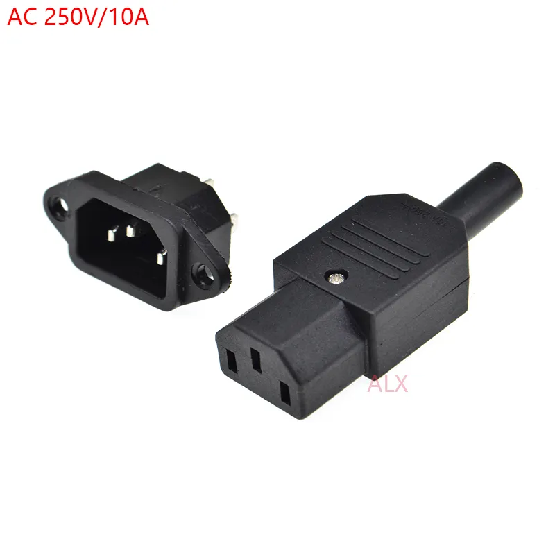 10A NOUS AC250V 10A 3pin IEC C13 Alimentation Adaptateur de prise de courant prise mâle et femelle jack Rewirable câble fil connecteur