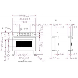 TCC 16 Pin 8-Bit interfaccia parallela Micro Display LCD modulo 8x2 caratteri Display LCD - Product Image 6