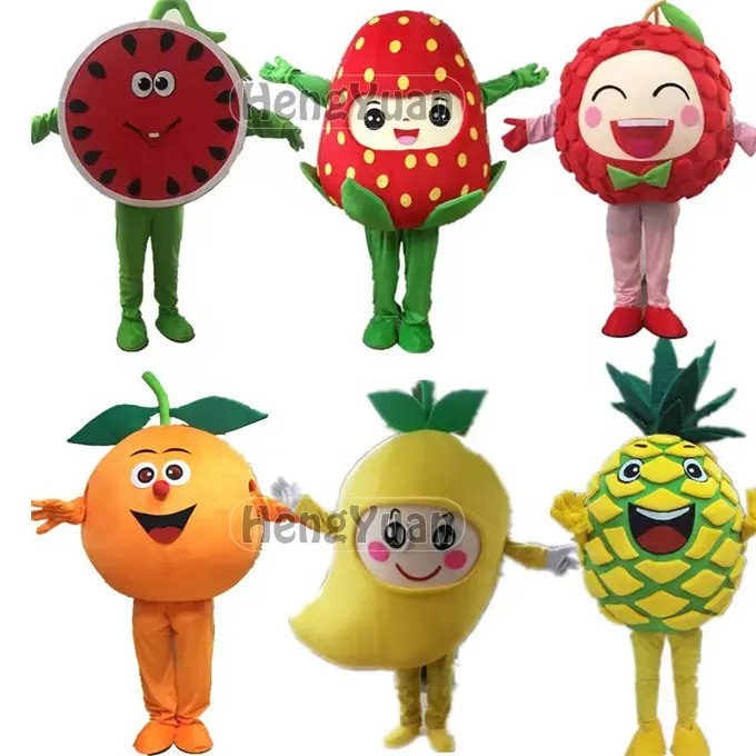 Hengyuan-vestido colorido de frutas para adulto, disfraces de mascotas de fresas, naranjas, fruta y sandía, a la venta