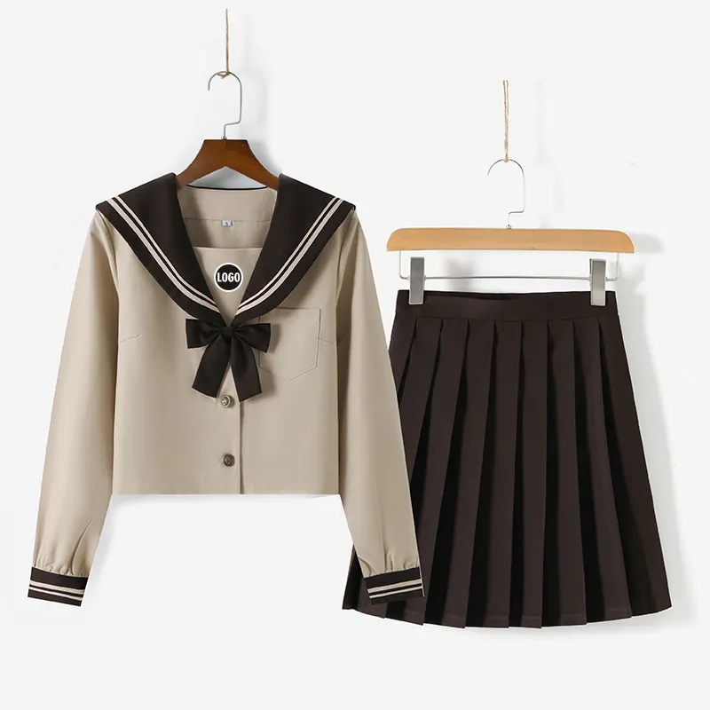 Traje JK versión japonesa coreana para niñas, trajes de Sailor de escuela secundaria, Falda plisada para estudiantes