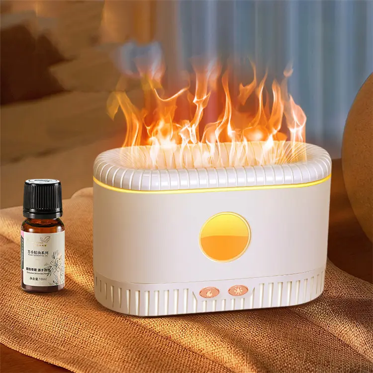 New Design 200ML Aromaterapia Defuser Customized Flame Humidifier Essential Oil Simulation Flame Aroma Diffuser with 7led light