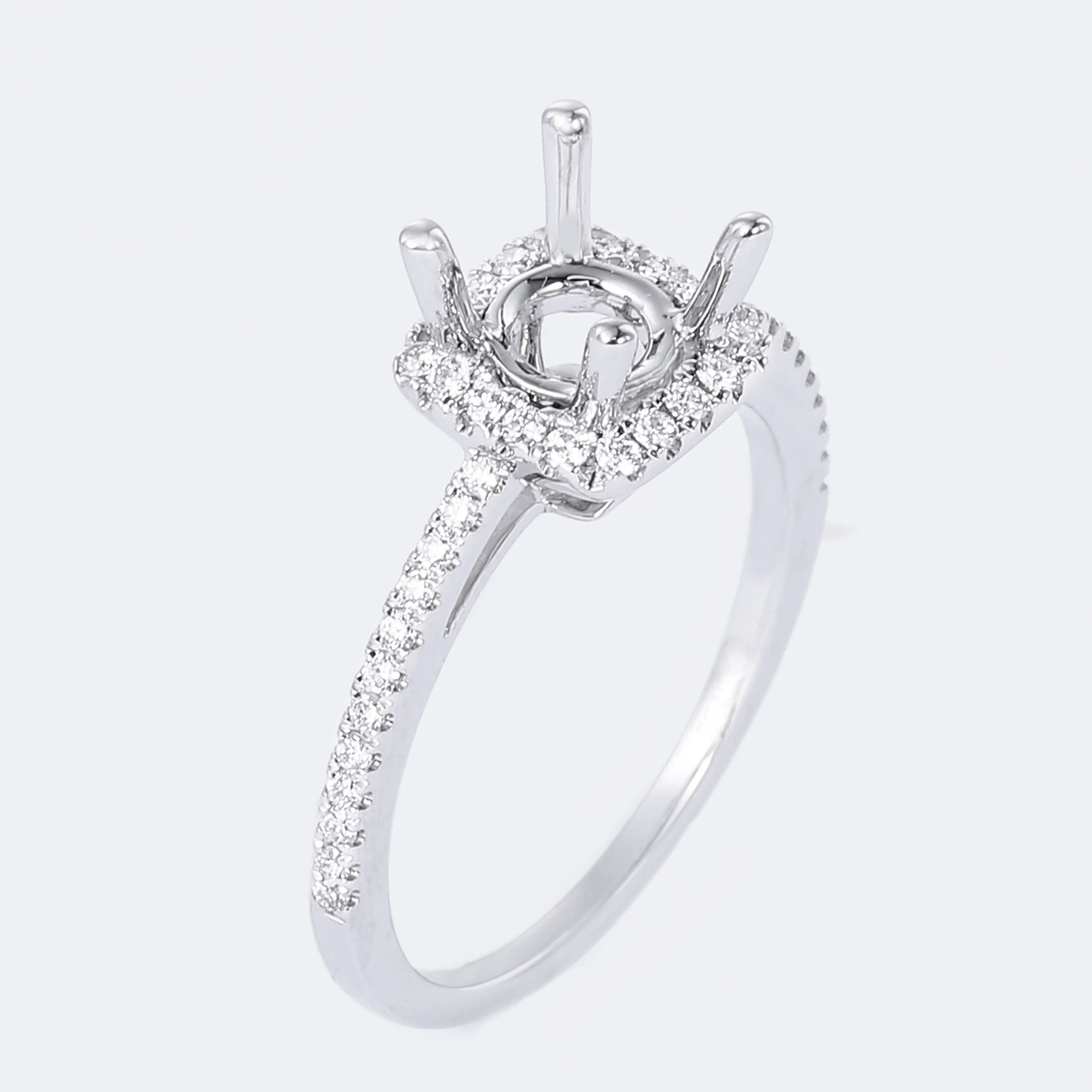 Gioielleria all'ingrosso di prodotti fini anello di fidanzamento con diamante solitario in oro bianco massiccio 18 carati con montatura Semi-montaggio
