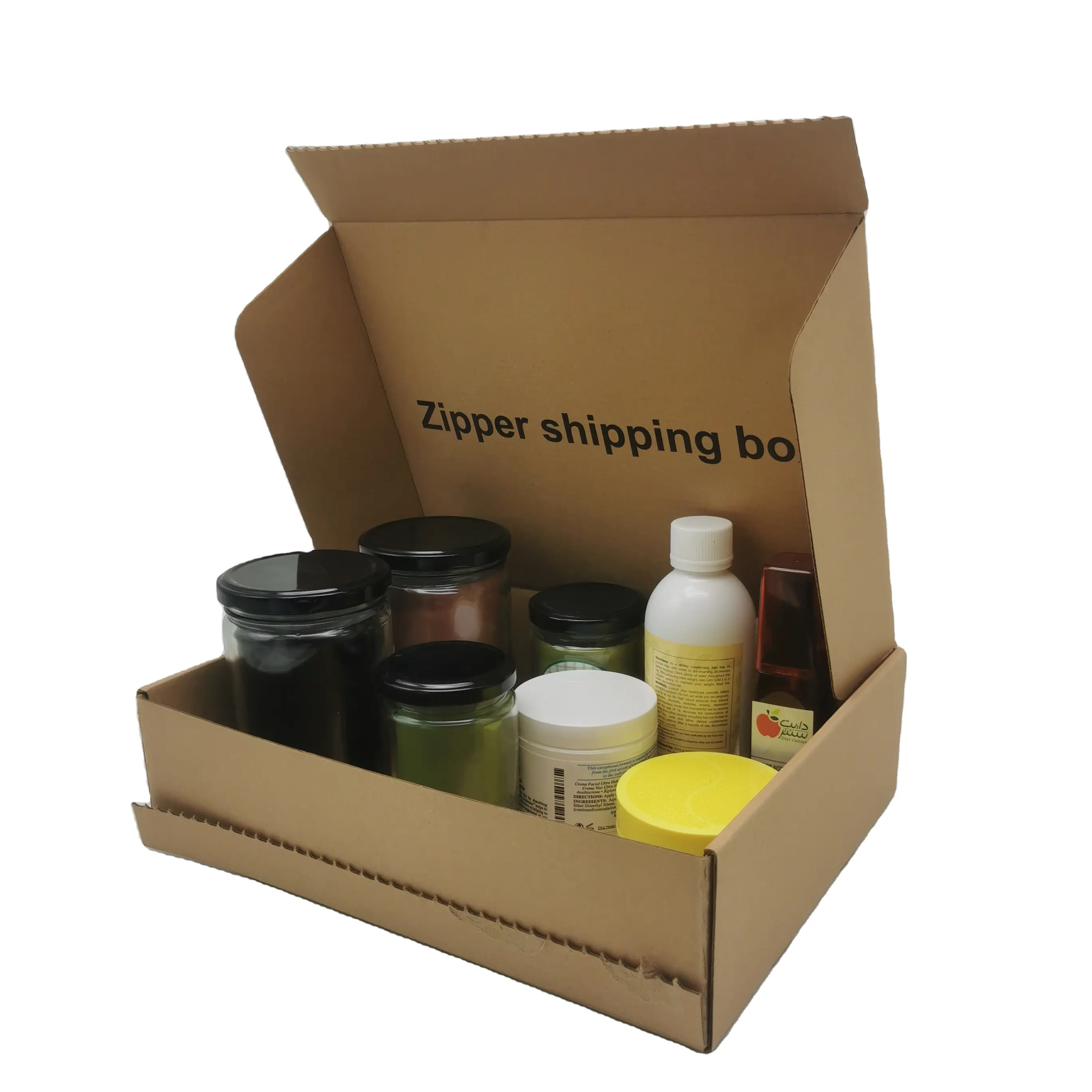 Kunden spezifische Wellpappe karton Versand kartons Papier Kraft bedruckte Hautpflege flaschen Mailer Box Verpackung