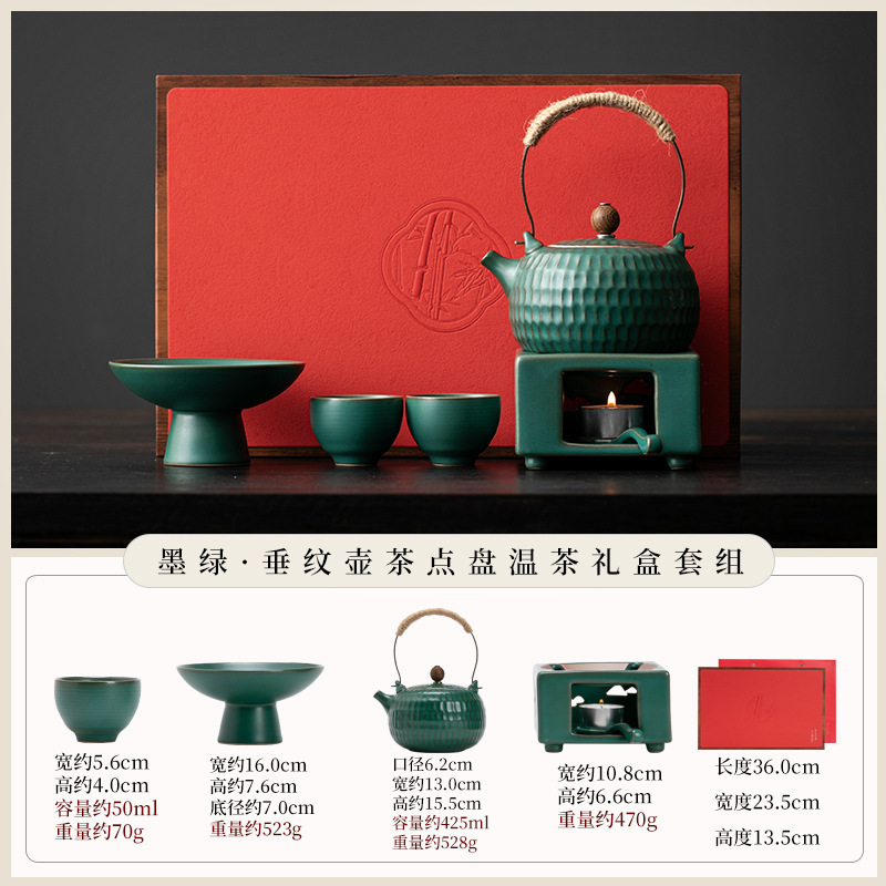 Primer Encuentro - Mini Set Té Cálido - Verde Oscuro (Caja de Regalo Roja)