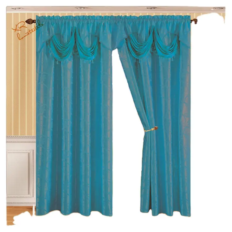 Cortinas pronto feitas elegantes janela cortina com valância elegante seis cores no estoque