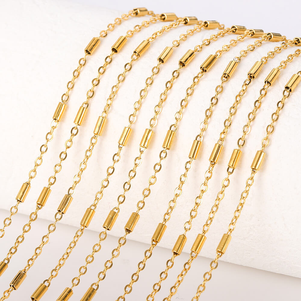 Cadena de bambú con eslabones tipo "O" de 1.6mm - Oro