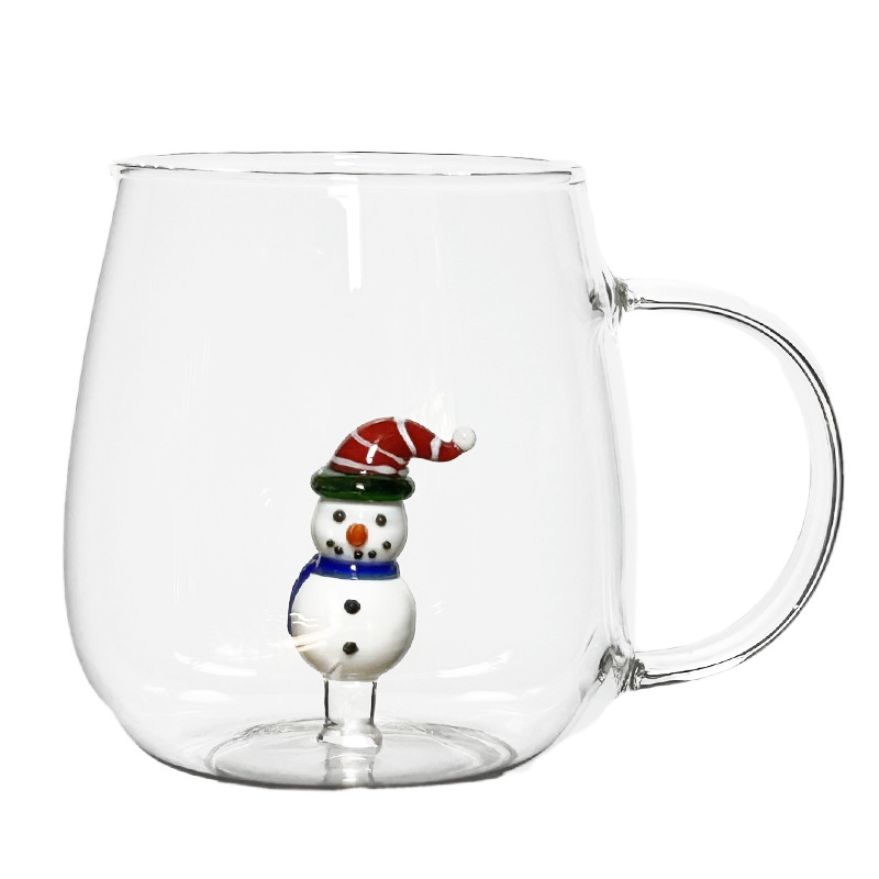 Tasse en verre bonhomme de neige de Noël
