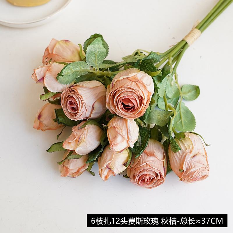 Autumn orange -6 branches tie 12 firth roses