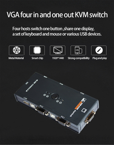 Amoonsky <strong>KVM</strong> V4 4K HD VGA <strong>KVM</strong> <strong>Switch</strong> Adaptive Multiple HD Resolution <strong>4</strong> <strong>Input</strong> <strong>1</strong> <strong>Output</strong> VGA USB Interface For Display