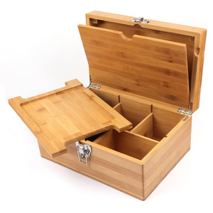 WOODENWORKERART Wooden Stash Box with <strong>Rolling</strong> Tray for Herbs and Accessories, Store <strong>Grinders</strong>, Papers, Portable Organizer
