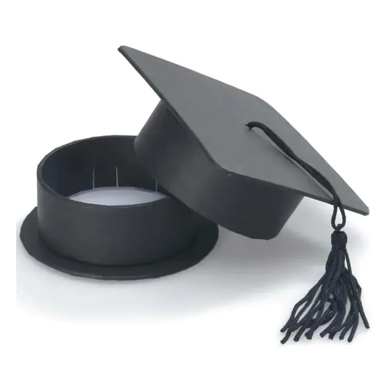 Fai da te Logo personalizzato design 3D ground square Graduation favor cap paper pack cartone rigido nero Graduation Hat scatole regalo