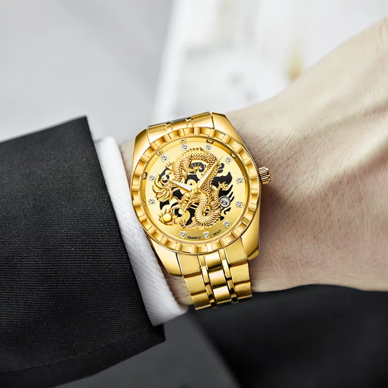 WLISTH卸売クォーツ時計クラシック高級ステンレス鋼メンズ腕時計