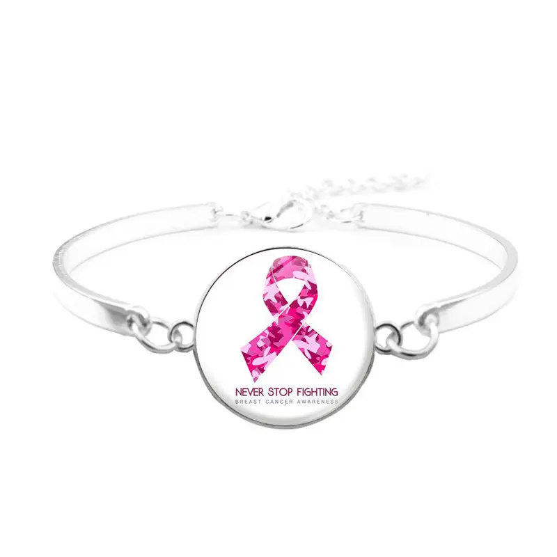 Bracelet ruban rose prévention polyvalente du cancer du sein soins femmes bien-être public publicité Bracelet