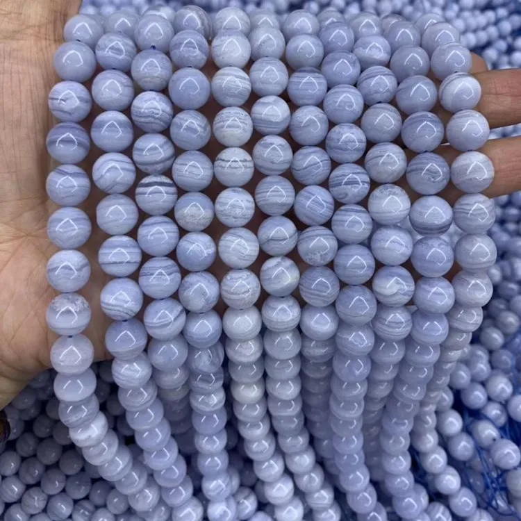 Factory wholesale 10mm High quality mala bead natural blue lace agate beads for jewelry making