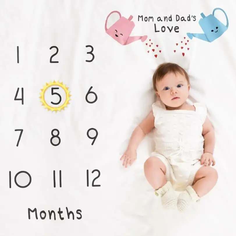 Manta de hito mensual para bebé de diseño personalizado manta de hito para bebé