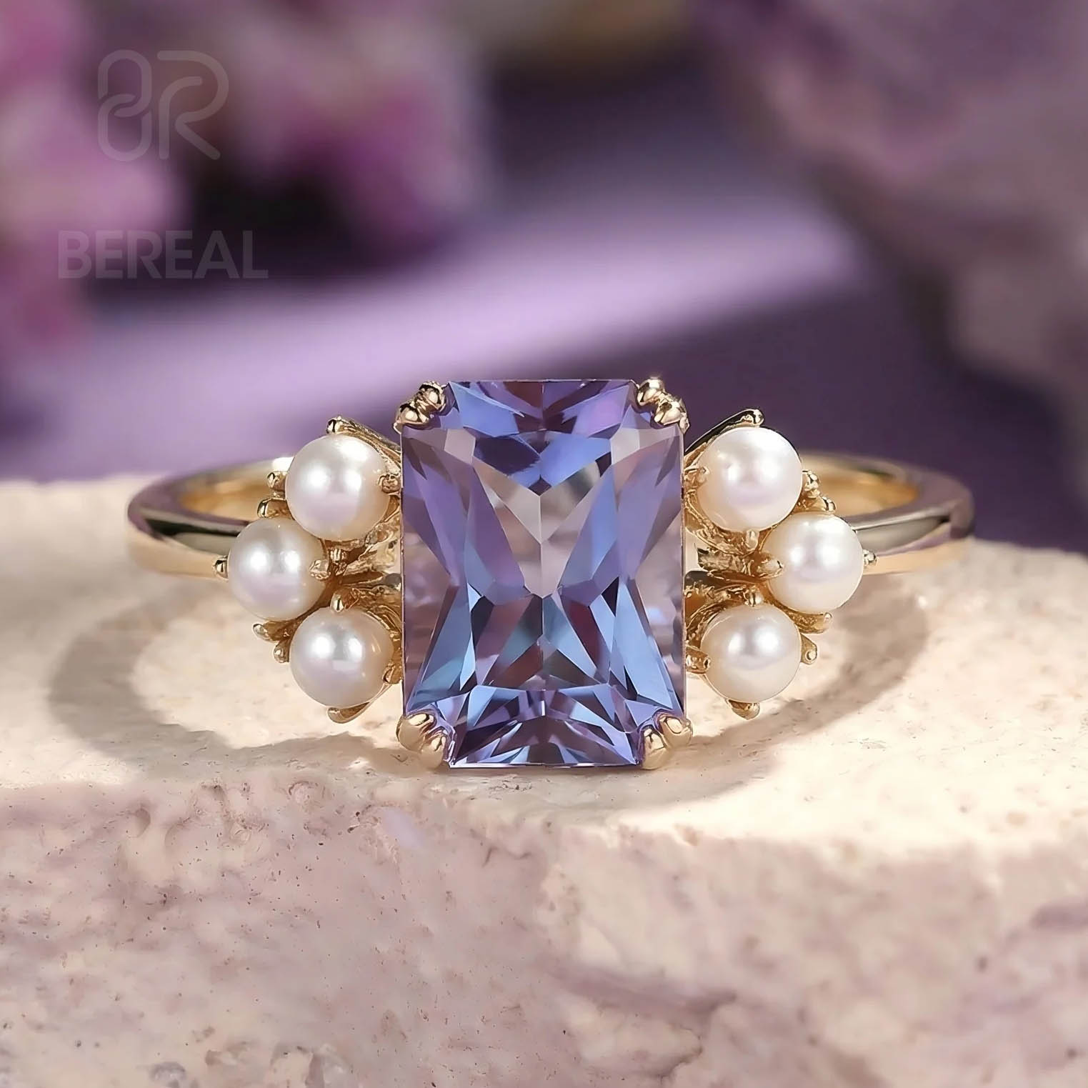 Bague Alexandrite de Laboratoire, Forme 1