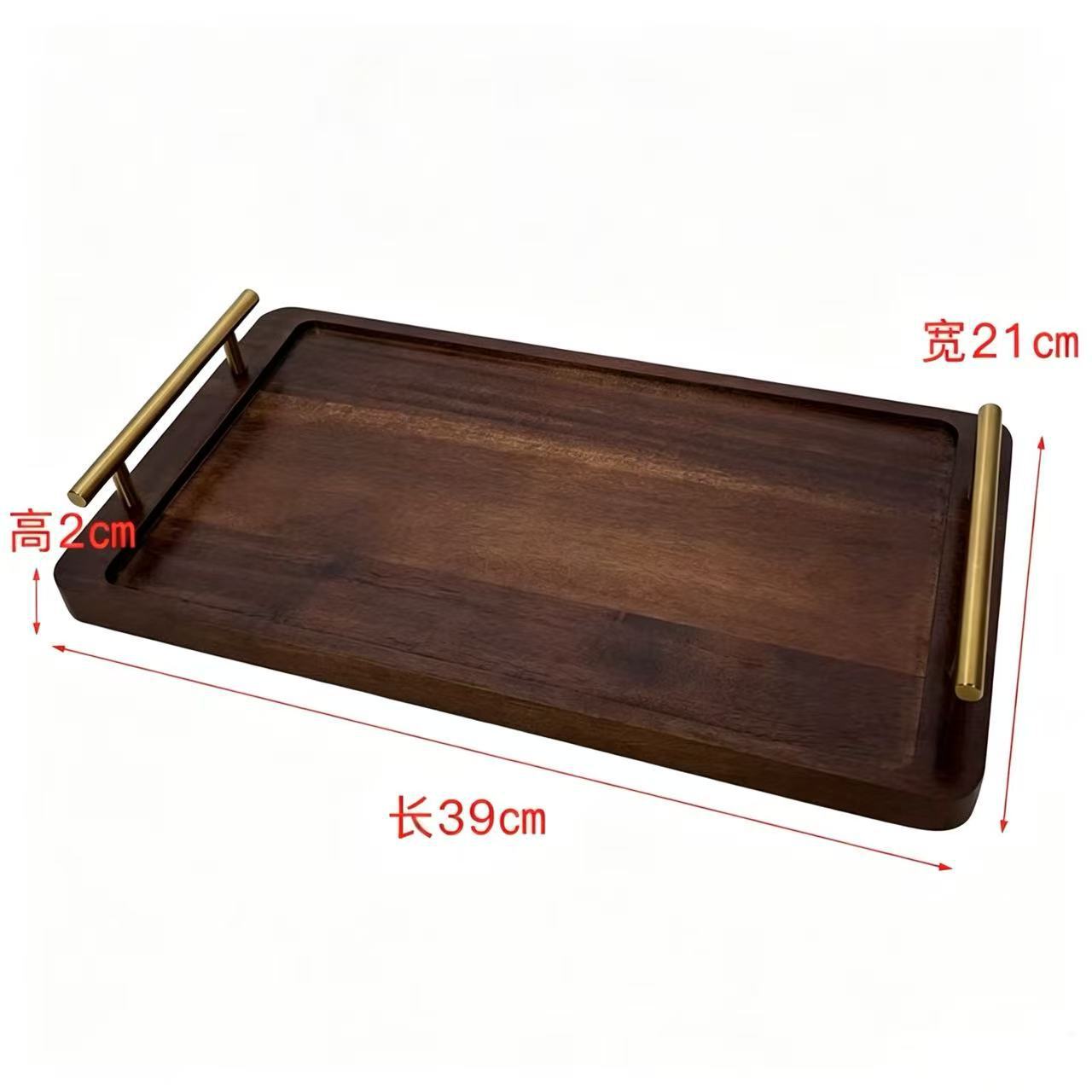 ถาดไม้ Acacia พร้อมหูหิ้วโลหะ ขนาด 39*21*2