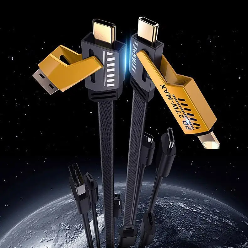 Cabo de carregamento rápido 4 em 1 USB para transferência de dados cabos multifuncionais para carregamento de telefone
