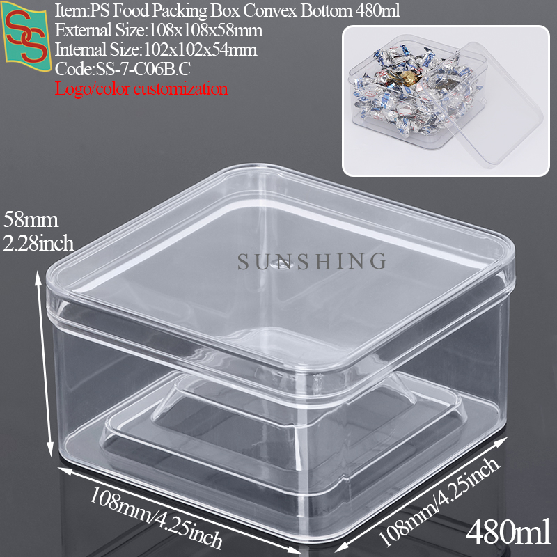 Boîte d'emballage alimentaire PS 480ml C06B