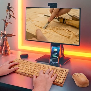 Directo de fábrica USB conectado inalámbrico Gaming Keyboard Mouse Set Clear Bamboo Print Útil para Office PC Desktop Metal Function