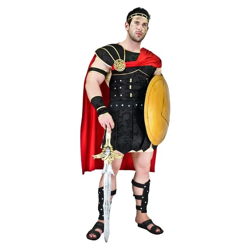 Fantasia do guerreiro medieval antigo, traje de festa de halloween, adulto, gladiador romano, para homens