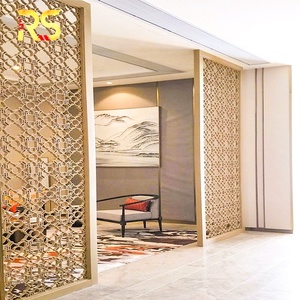佛山装饰金不锈钢隔墙设计现代屏风房隔断客厅隔板 - Product Image 1