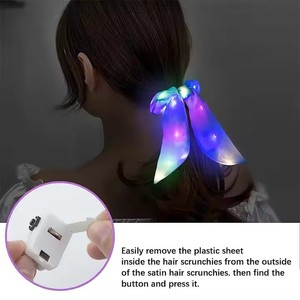 ไฟ LED หูกระต่ายที่มัดผมหางม้าเรืองแสงในอุปกรณ์ปาร์ตี้นีออนสีเข้ม - Product Image 3