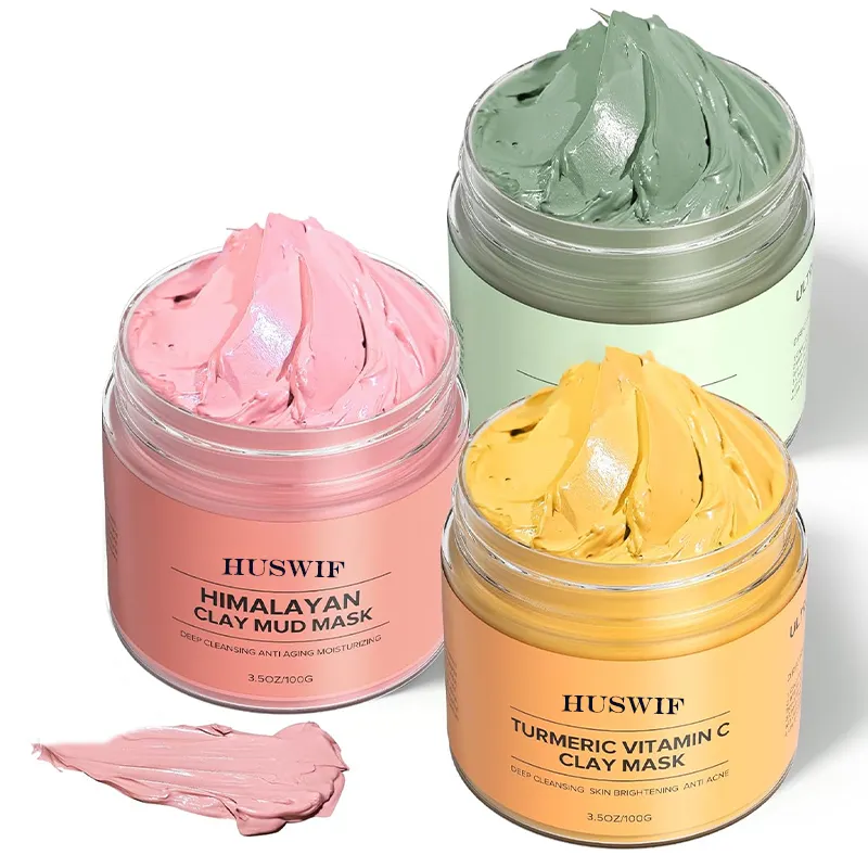 Beste Gezichts Diepe Reiniging Porie Controle Kurkuma Vitamine C Himalayan Roze Klei Masker Groene Thee Modder Masker