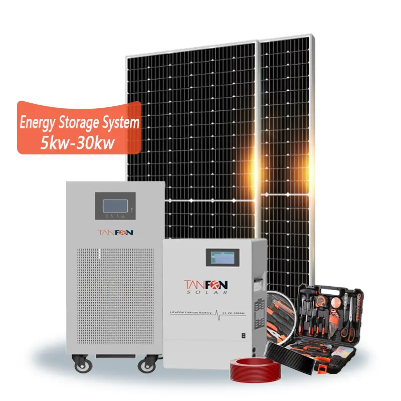 Kit de panel de sistema de energía solar 30KW sistema para uso agrícola 24 horas a plena potencia con kits de panel solar de respaldo de batería