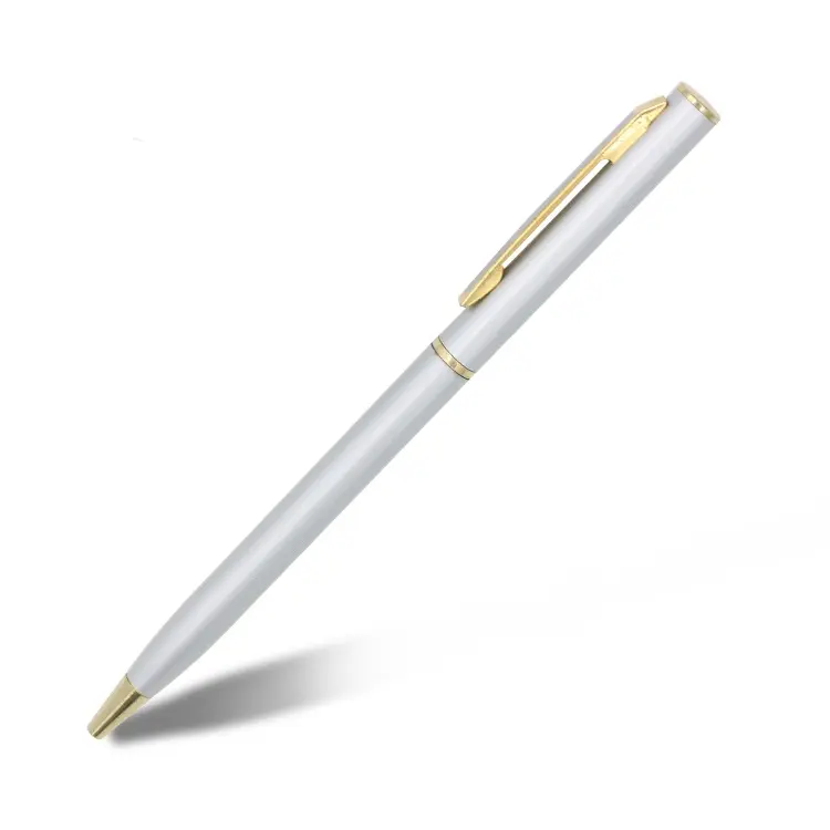Penna a sfera sottile del metallo dell'hotel della penna di Logo stampata cliente di stile di filatura di vendita calda