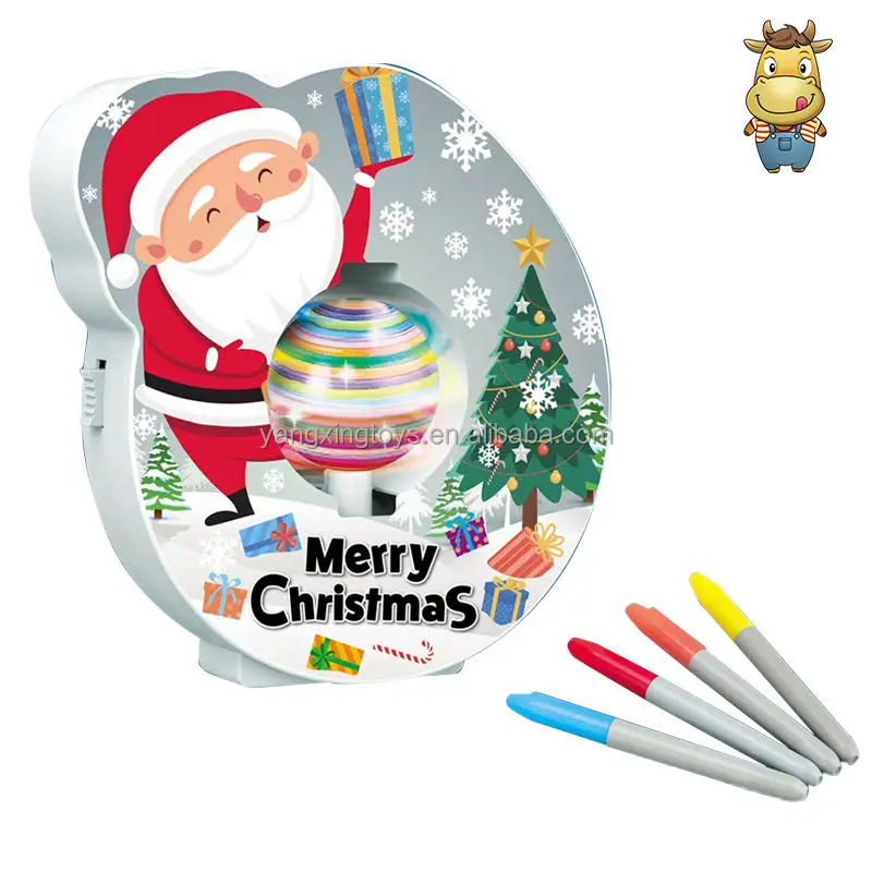 Niños DIY Navidad huevo pintura máquina luces música niños 3D juguetes educativos dibujo creativo brillante colorido regalo