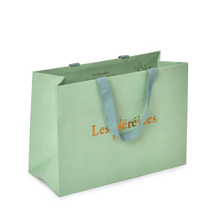 Confezione Logo personalizzata di lusso con confezione stampata personalizzata gioielli per lo Shopping regalo abiti Kraft profumo sacchetti di carta con manico