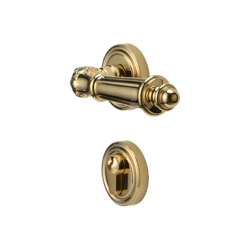 Preço de atacado Minimalista Luxo Interior Porta De Madeira Home Hardware Rosetta Lock Solid Brass Knurled Lever Door Handle