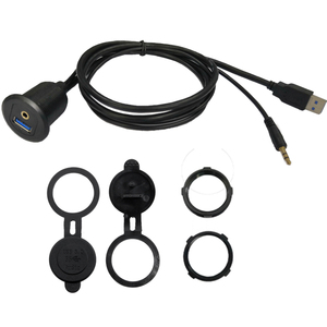 3Ft polikarbonat kabuk 3.5mm USB 3.0 erkek kadın paneli montaj uzatma Aux kablosu bilgisayar için LED PVC ceket örgü koruyucu - Product Image 5