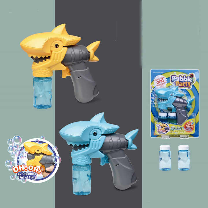 Gran oferta de verano para niños Dino Bubbles Shooter Dinosaur Bubble Gun con luz LED intermitente y sonido