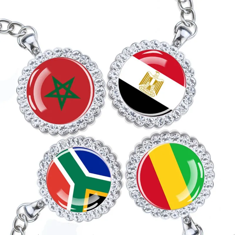 Mısır güney afrika Kenya cezayir fas nijerya zimbabve ulusal bayrak kolye kristal takı elmas anahtarlık bayrak hatıra