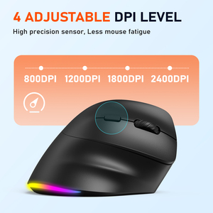 Meetion BTM010R Ergonomic Rechargeable Wireless Ergonomic Vertical <strong>Mouse</strong> 2.4GHz Optical Vertical <strong>Mice</strong> With 4 Adjustable <strong>DPI</strong> - Product Image 4
