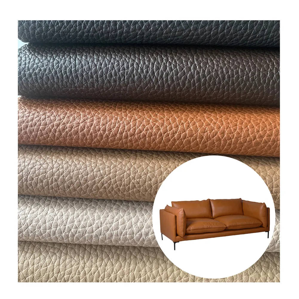 Factory Price Stain Resistant Inspired Faux Sofa Leather Fabric  Anti-Odor Litchi Pvc Artificial Leather Sheets For Seat Cover