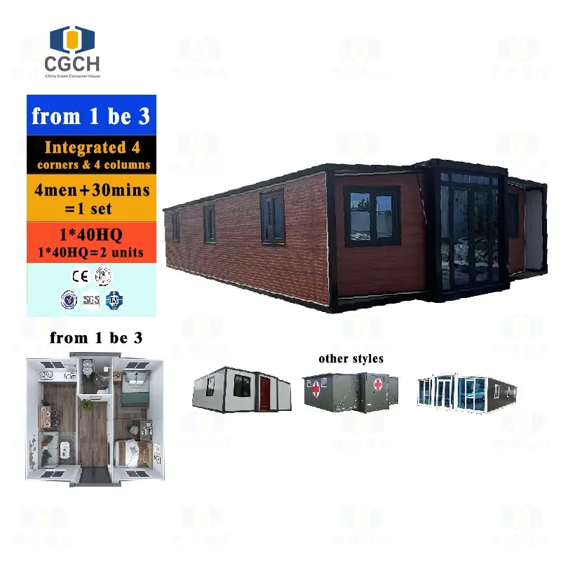 CGCH Prefabricated Expandable Container Temporary Office House 20ft Extendable Container House Cheap Prefab Portable House