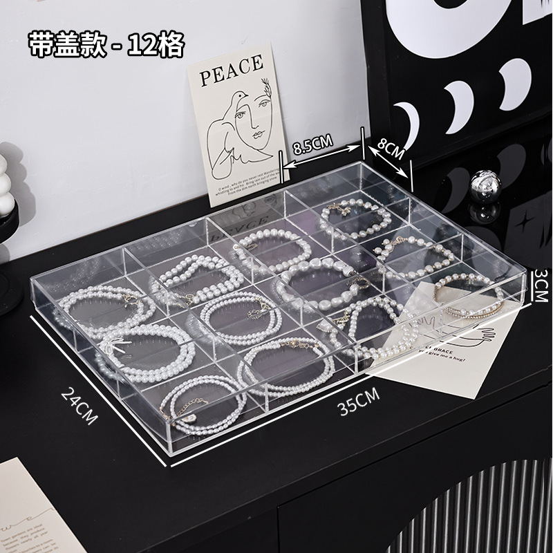 Transparent 12-compartment tray with lid