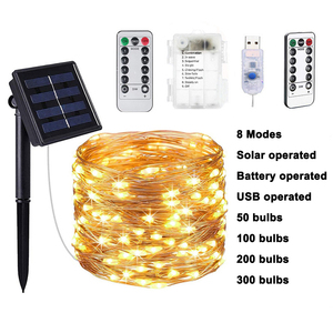 5M 10M Waterproof Battery Operated <strong>Remote</strong> Control 8 Mode <strong>Timer</strong> Solar <strong>String</strong> Copper Wire LED <strong>String</strong> <strong>Light</strong> Christmas Decoration - Product Image 2