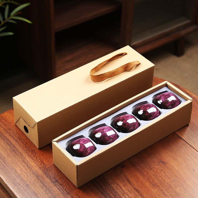 Kiln-changed tea cup-purple-5 pcs pack