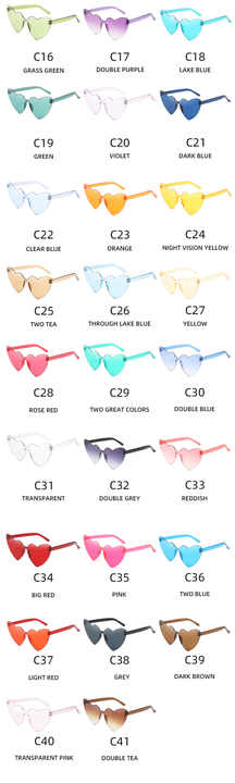 Bonbons couleur dégradé lentilles lunettes de soleil en forme de coeur pour les femmes drôle plage piscine fête lunettes amour coeur lunettes de soleil nuances
