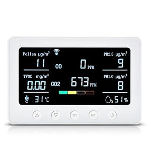 Монитор качества воздуха, Wi-Fi, 2,4 ГГц, 8 в 1, CO2/CO/PM2.5/PM1.0/TVOC/пыльца/измеритель температуры и влажности с сигнализацией, Смарт-приложение Tuya N - Product Image 5