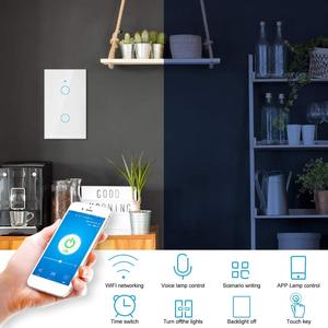 定制WiFi智能开关钢化玻璃面板灯2组美国标准现代墙壁触摸开关 - Product Image 5