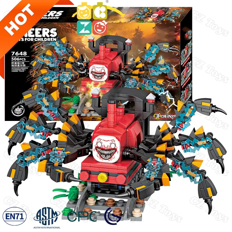 Factory price Charles Horror Little Train Toy Difficult block game 3 Transformation Spider Boy Small Particle Building Block Set